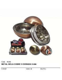 METAL BOLA COBRE o DORADA 3P   X-006
