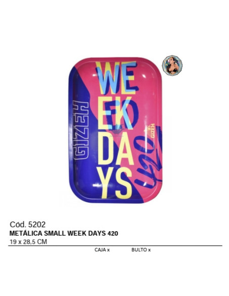 GIZEH - METÁLICA SMALL WEEK DAYS 420