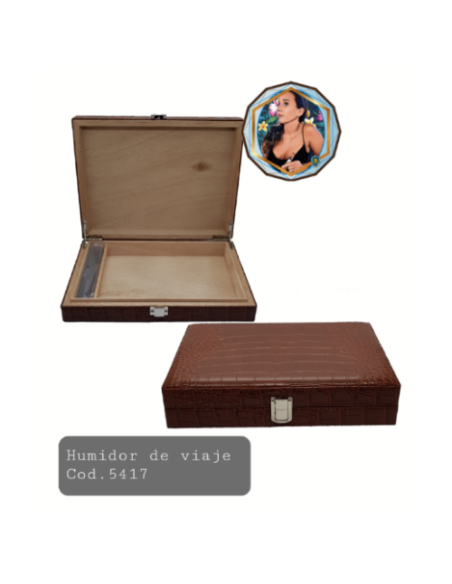 HUMIDOR DE VIAJE MARRON C/PLATEADO