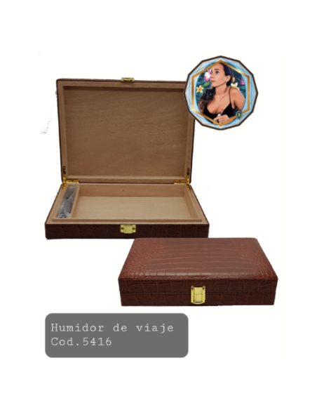 HUMIDOR DE VIAJE MARRON C/DORADO